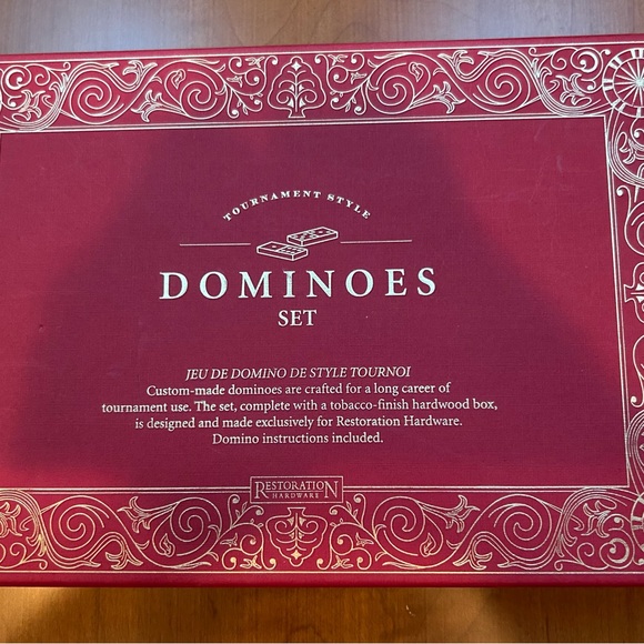 Restoration Hardware NIB Dominoes Set beautifully stored in a Mahogany Box - Picture 1 of 11